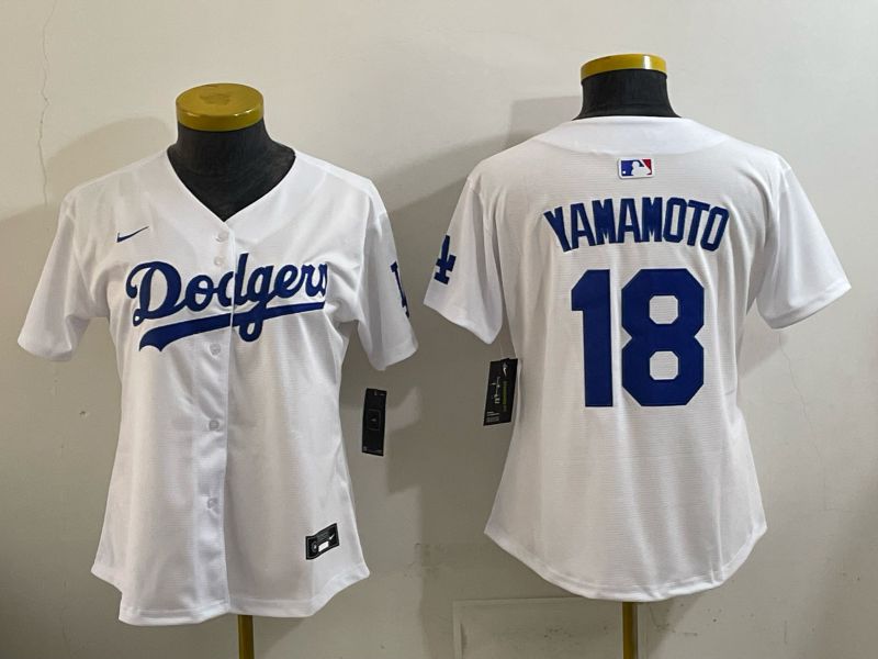Women 2026 Nike Los Angeles Dodgers #18 Yamamoto White Game MLB Jersey 013->women mlb jersey->Women Jersey